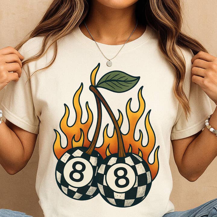 Camiseta de Cuadros con Cereza Ocho Bola, Sudadera Fire Mama para venta al por mayor de NVC Ecommerce LLC