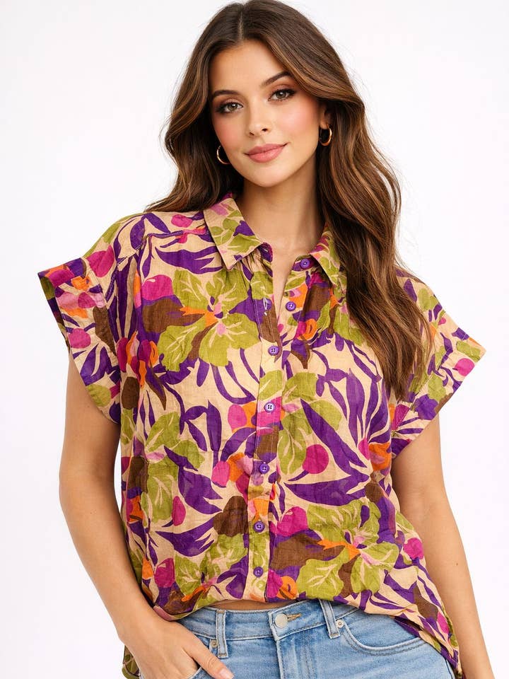 24112941- Relaxed button down boxy silhouette for wholesale by The Korner - USA