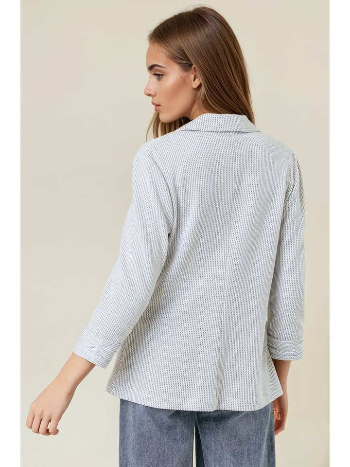 Doe and Rae - Wholesale Blazer - Women's - Shirred Sleeve Textured Blazer - 10150J13