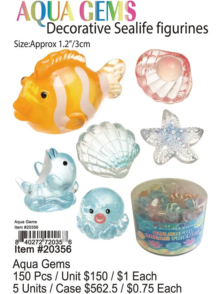 Aqua Gems - Dekorative Havlivsfigurer for engroshandel hos Puka Creations