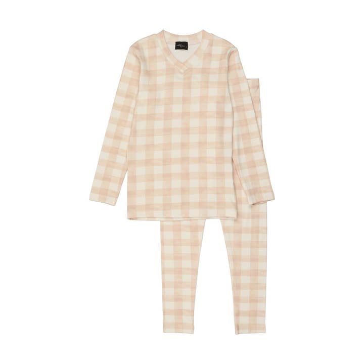 Pijama a cuadros de color malva para venta al por mayor de Cuddle and Coo