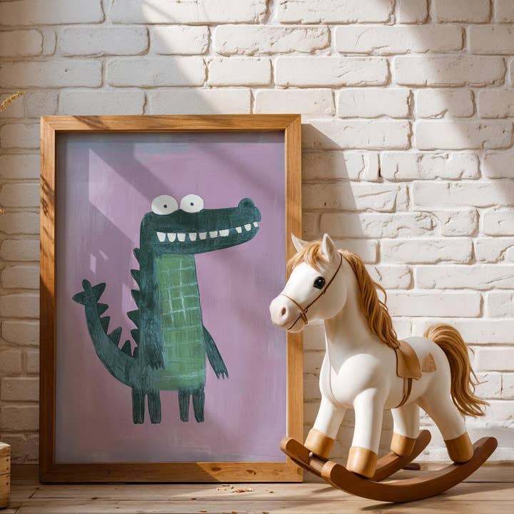 Alligator Print | Vibrant Watercolor | Children for wholesale by Artsriver