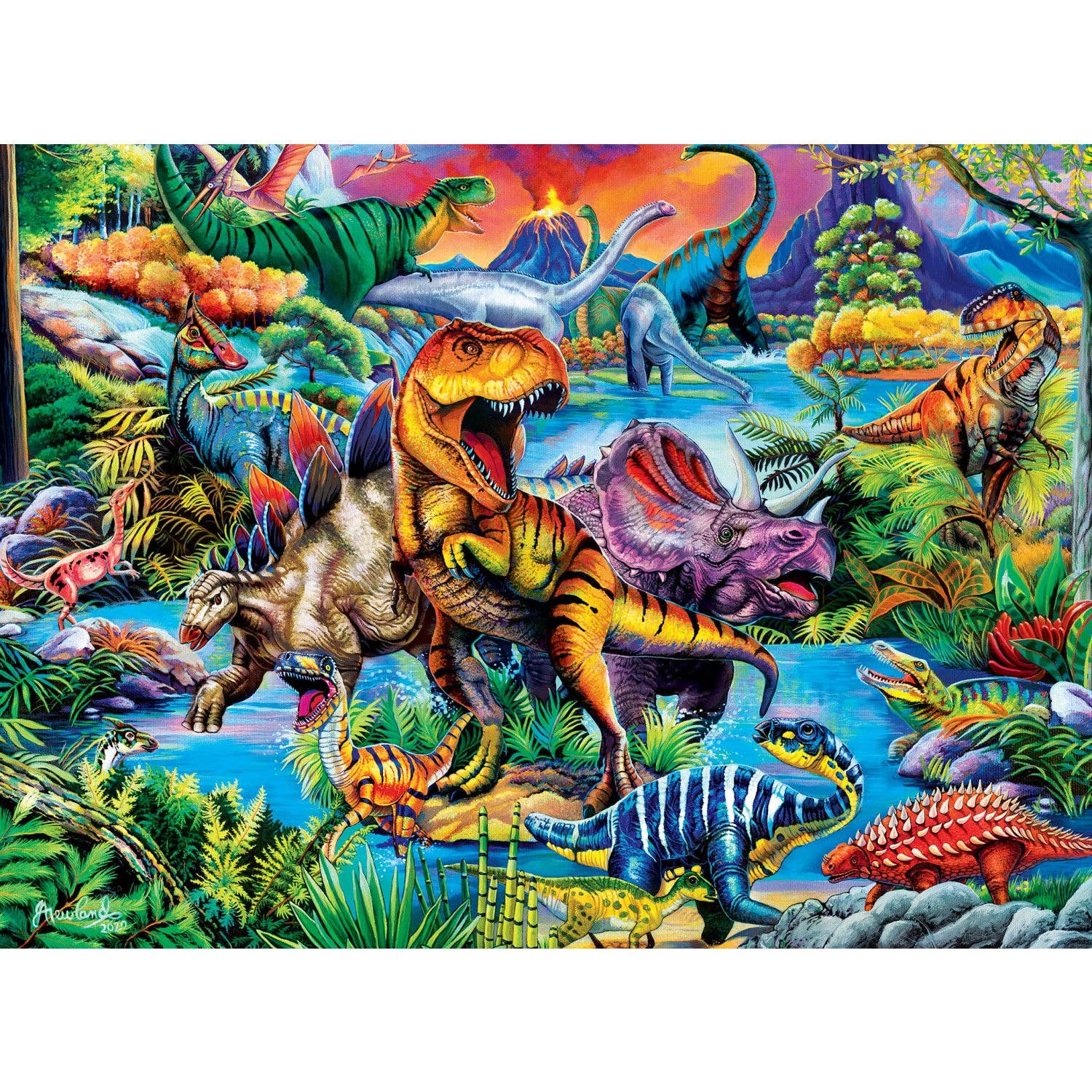 Masterpieces Puzzles - Wholesale Puzzle - Kids - Glow in the Dark - King of the Dinos 100 Piece Puzzle1