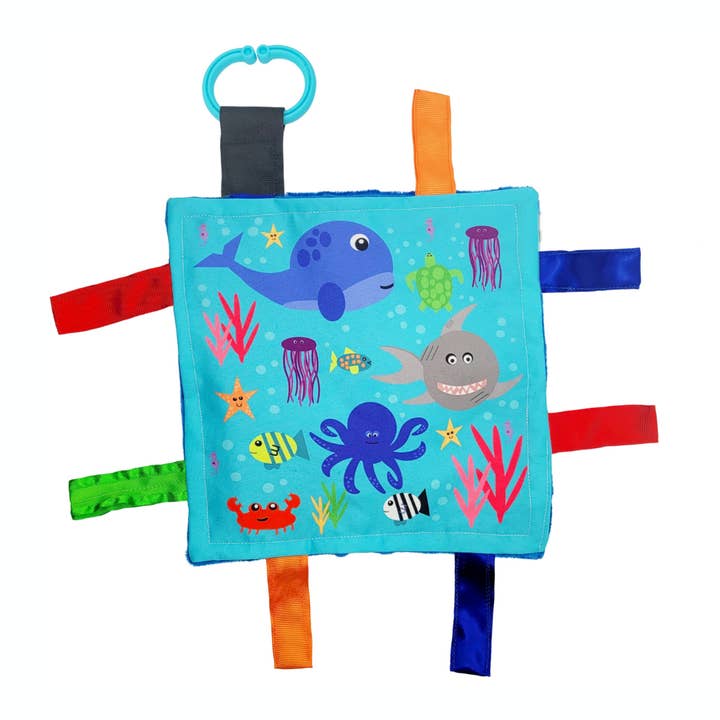 Ocean Fish Crinkle Tag Square 8x8 Baby Teach @ Home Toy for wholesale by Baby Jack and Company