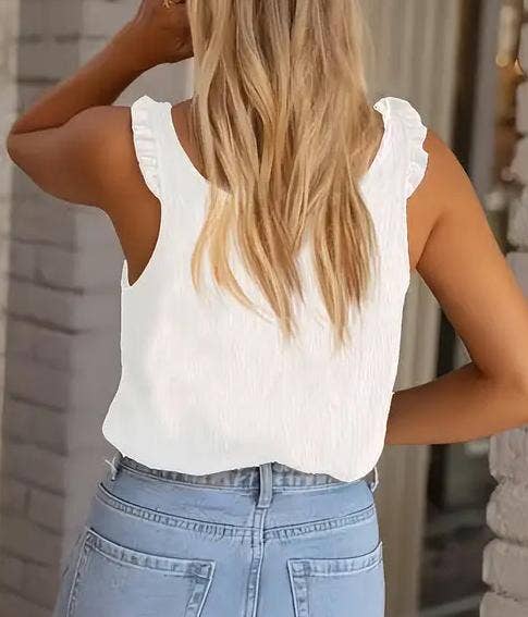 HIDDENBRAND - Wholesale Tank Top - Women's - Sleeveless ruffled textured tank top3