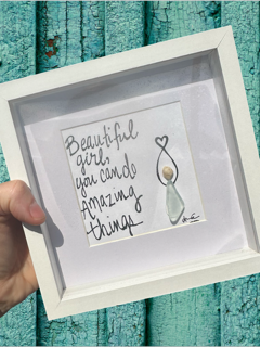 Back Bay Designs - Wholesale Art Print - Kids & Baby - Beautiful Girl  MINI - Sea Glass Art - 6x6 Framed3