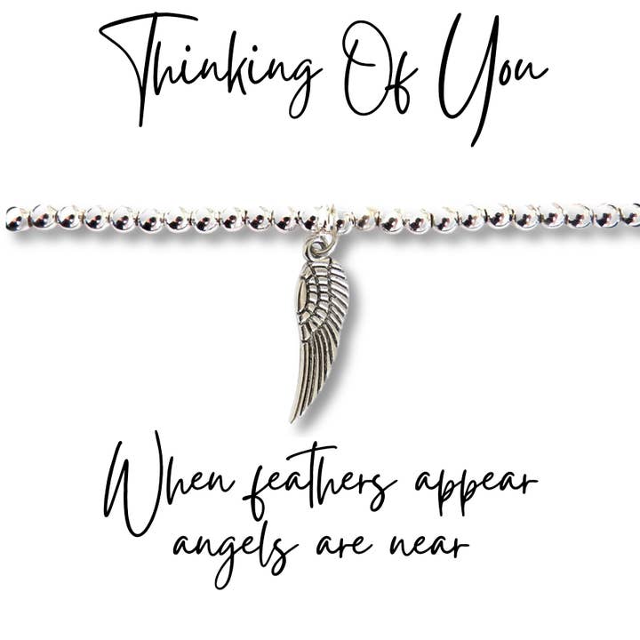 Aye Do Gifts - Wholesale Charm/dangle bracelet - Angel Feather Silver Beaded Bracelet & Card3
