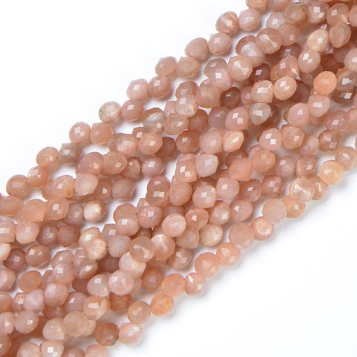 Peach Moonstones 6x8mm High Quality Faceted Beads PRP536 for wholesale by Beads Creation