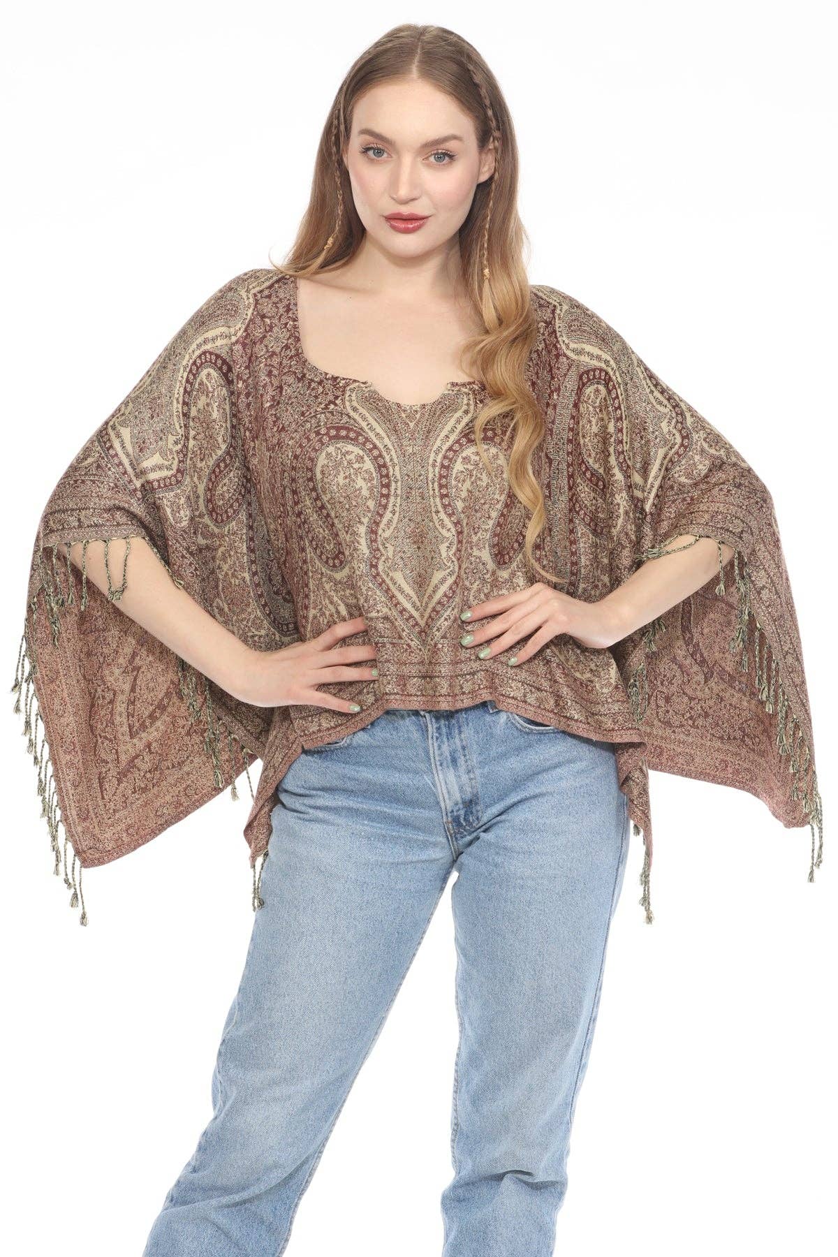 Lakhays Collection Inc. - Wholesale Kimono - Dames - Lotus Paisley Franje Sjaal Top1
