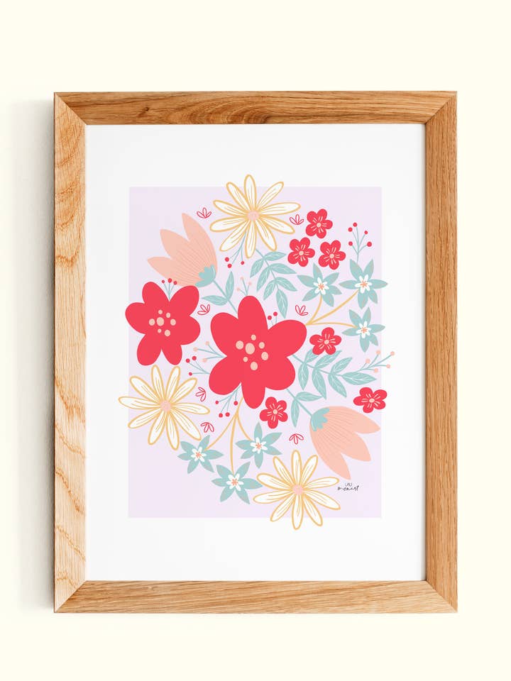 Digital Lila Floral Bouquet Art Print for wholesale by Lau Monart