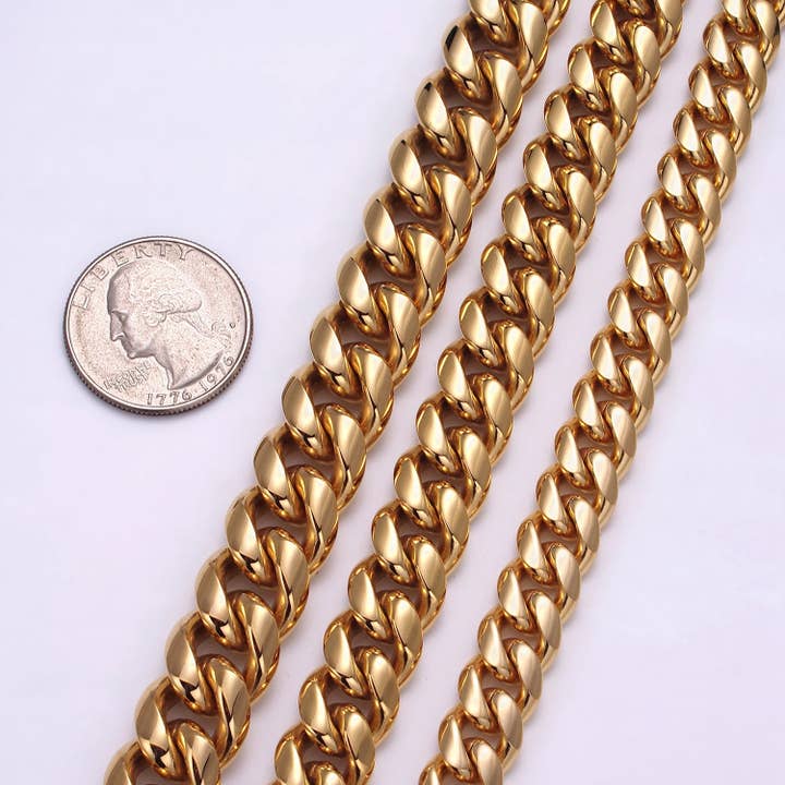 Aim Eternal - Wholesale Link & Chain Bracelet - Thick Gold Miami Cuban Curb Chain Bracelet 10mm 12mm 14mm Stainless Steel Chain Men Bracelet WA1720 WA1721 WA1722