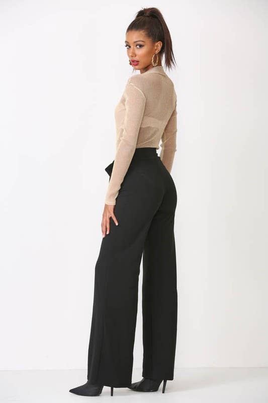 Lemon Tree - Vente Pantalon – femme - PANTALON PALAZZO UNI NOUÉ SUR LE DEVANT3