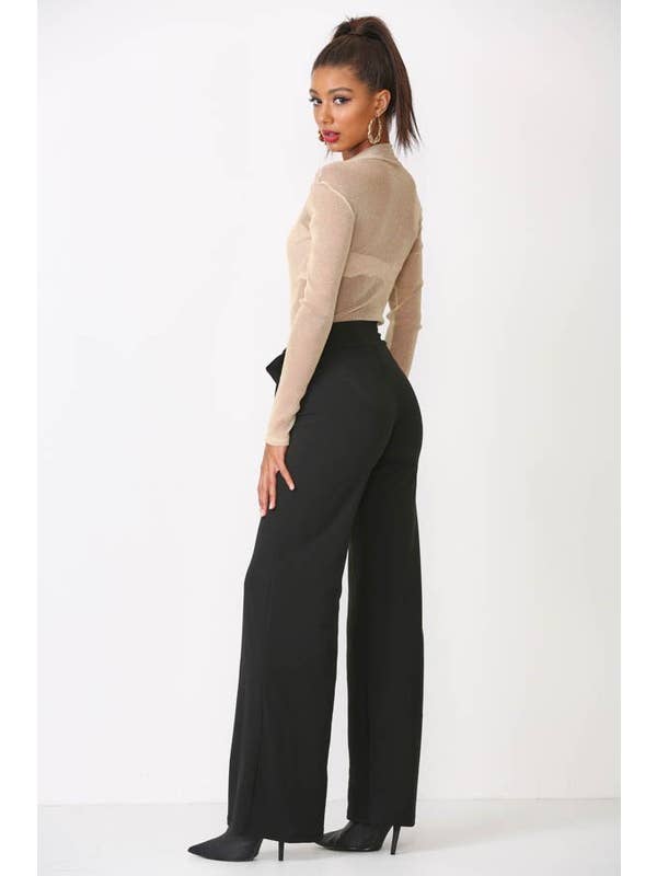 Lemon Tree - Wholesale Pants - Women's - FRONT TIE SOLID PALAZZO PANTS3