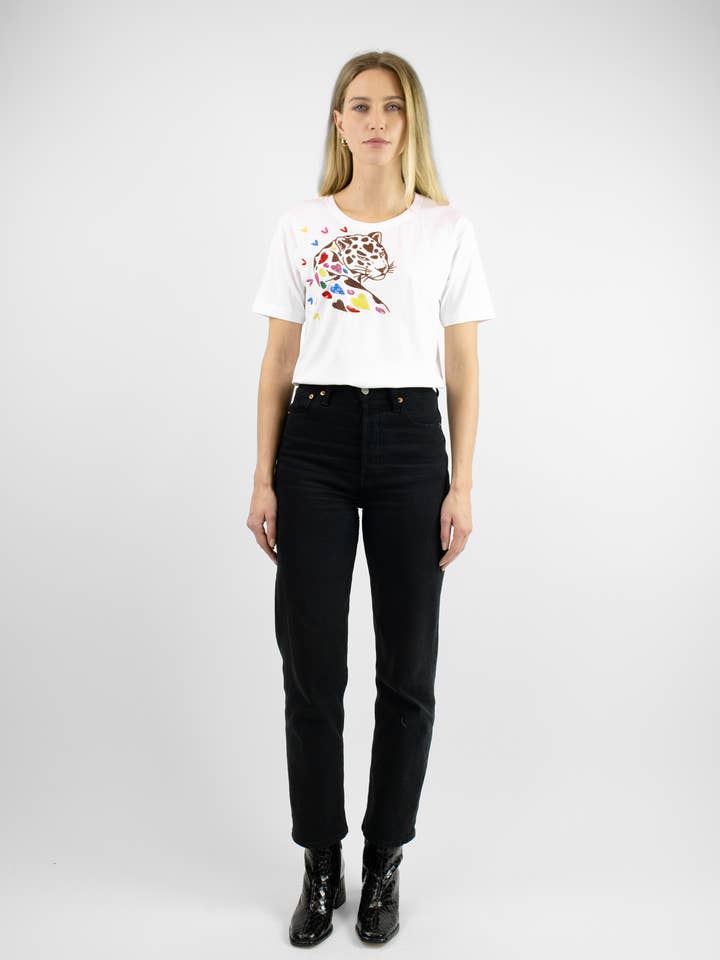 T-shirt Chita In Love Rainbow Embelezada Branca por atacado de Arara