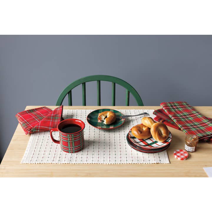 Now Designs by Danica - Wholesale Salad Plate - Holiday Plaid Appetizer Christmas Plates Set of 42