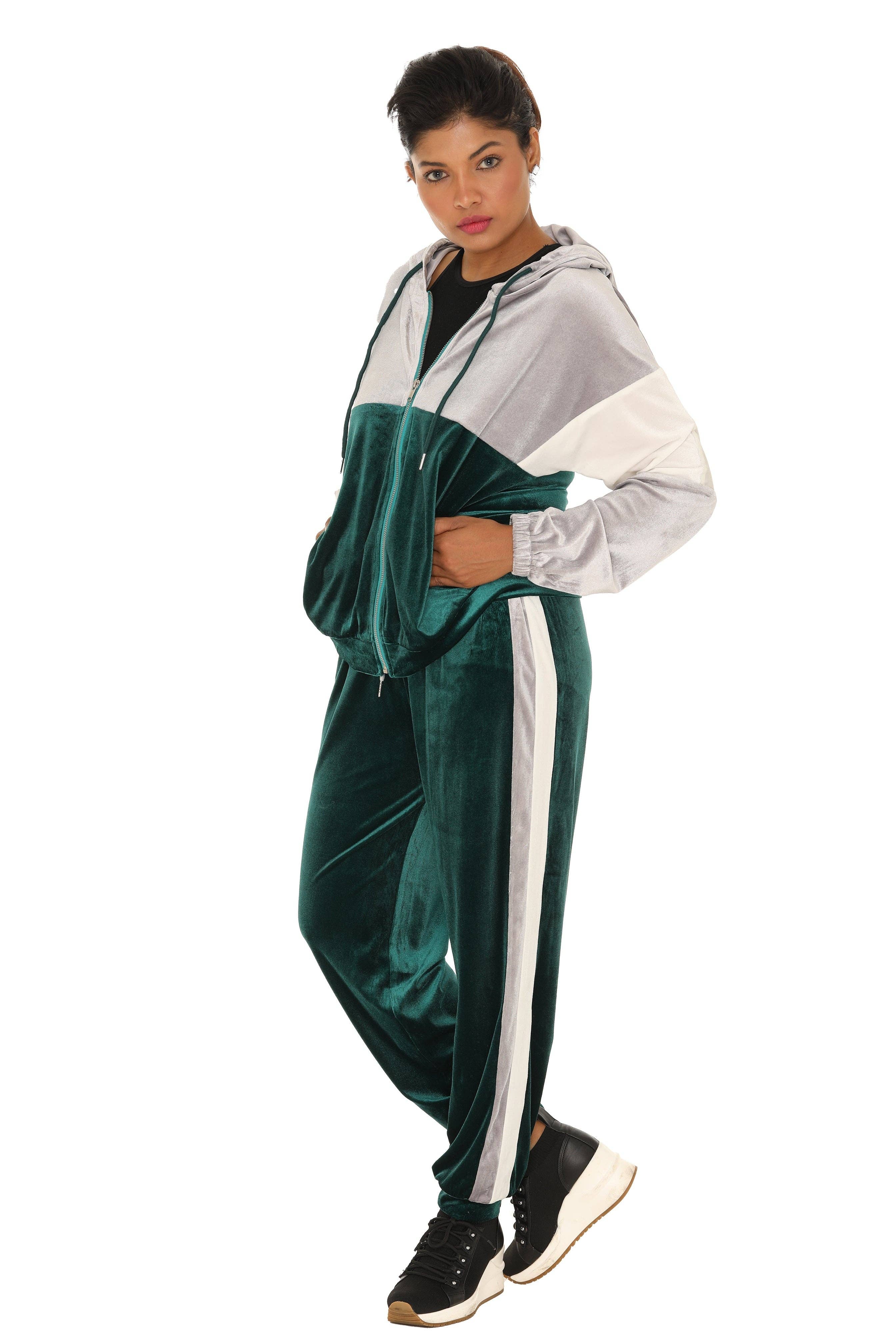 Shoreline Wear. INC - Venta al por mayor Conjunto de ropa cómoda - Mujer - Sudadera con capucha y cordón de terciopelo con bolsillo en bloques de color6