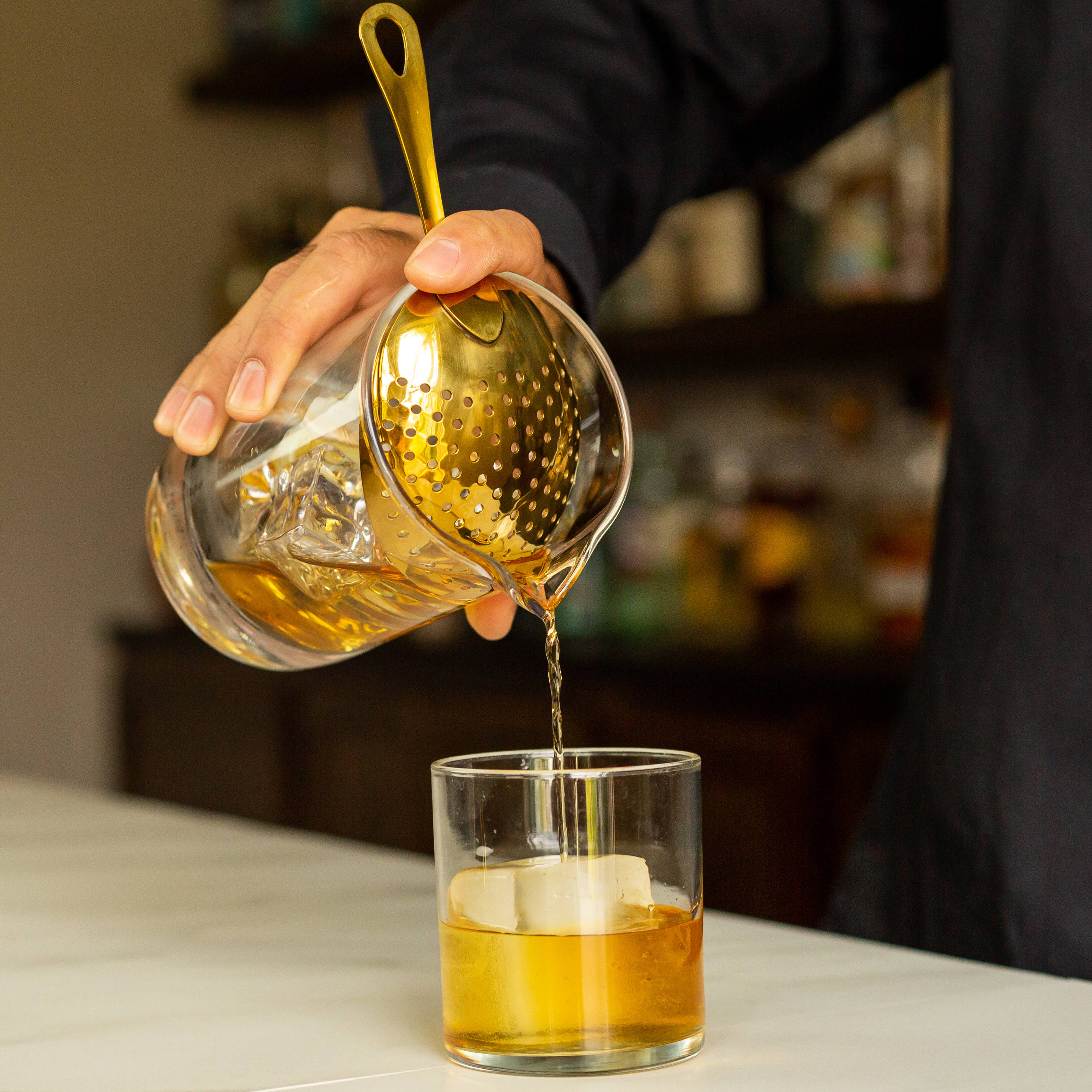 A Bar Above - Wholesale Bar Tool - Julep Strainer, Gold Cocktail Jigger2