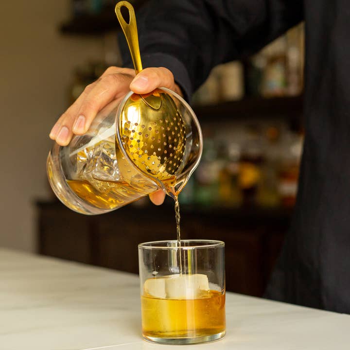 A Bar Above - Wholesale Bar Tool - Julep Strainer, Gold Cocktail Jigger2