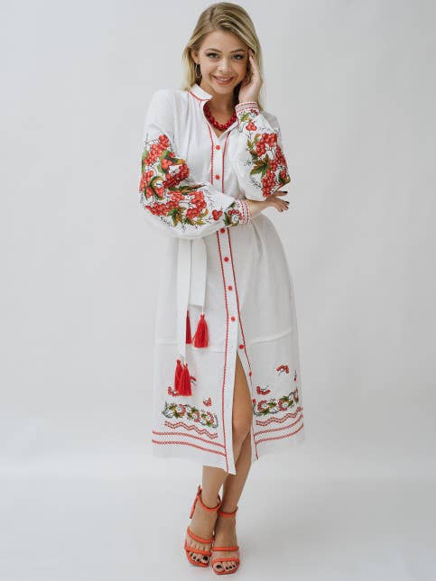 Vestido bordado para mujer Guelder Rose para venta al por mayor de Galychanka