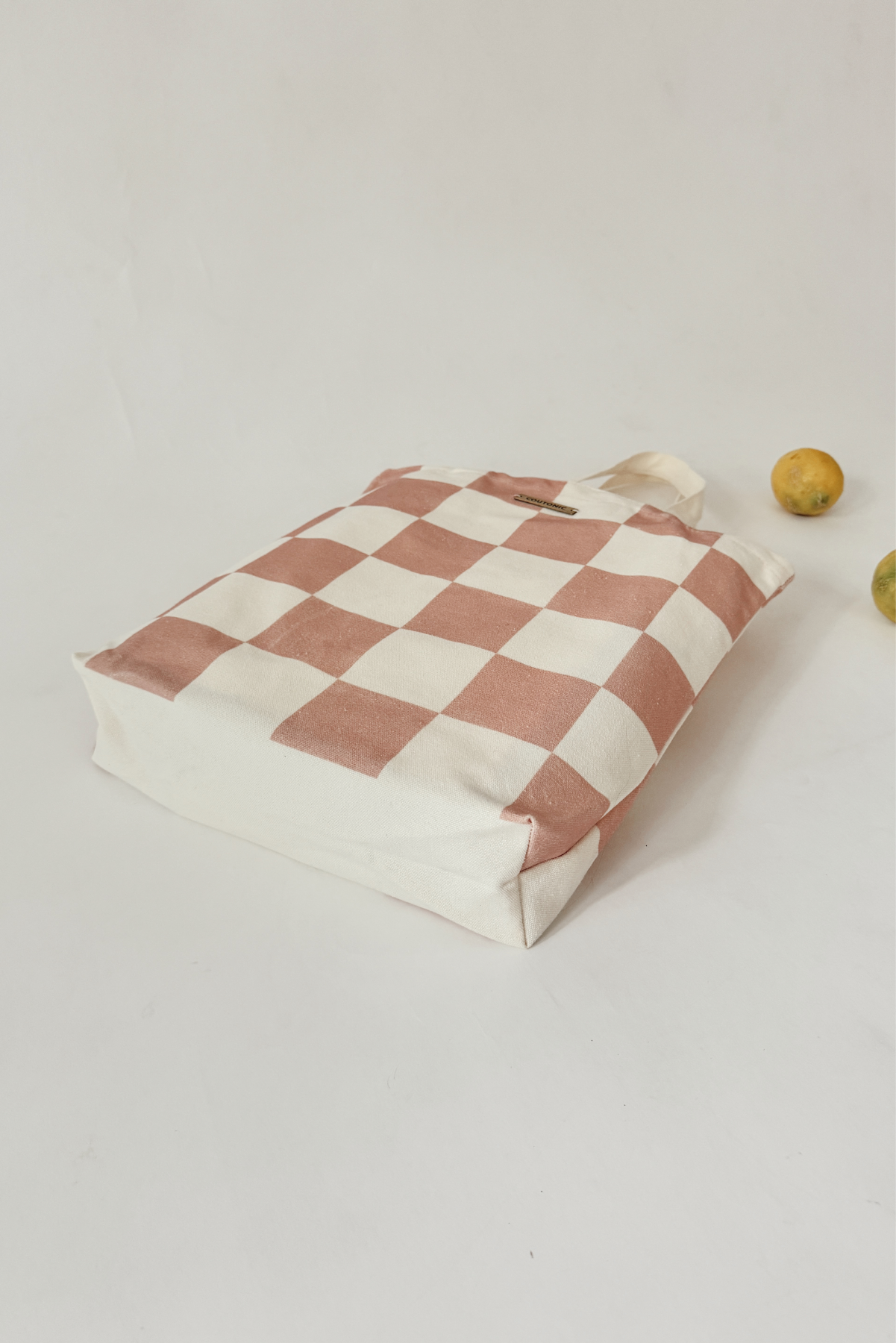 COUTONIC - Wholesale Tote Bag - Women's - Organic Cotton Seashell Pink Checker Tote 2.02