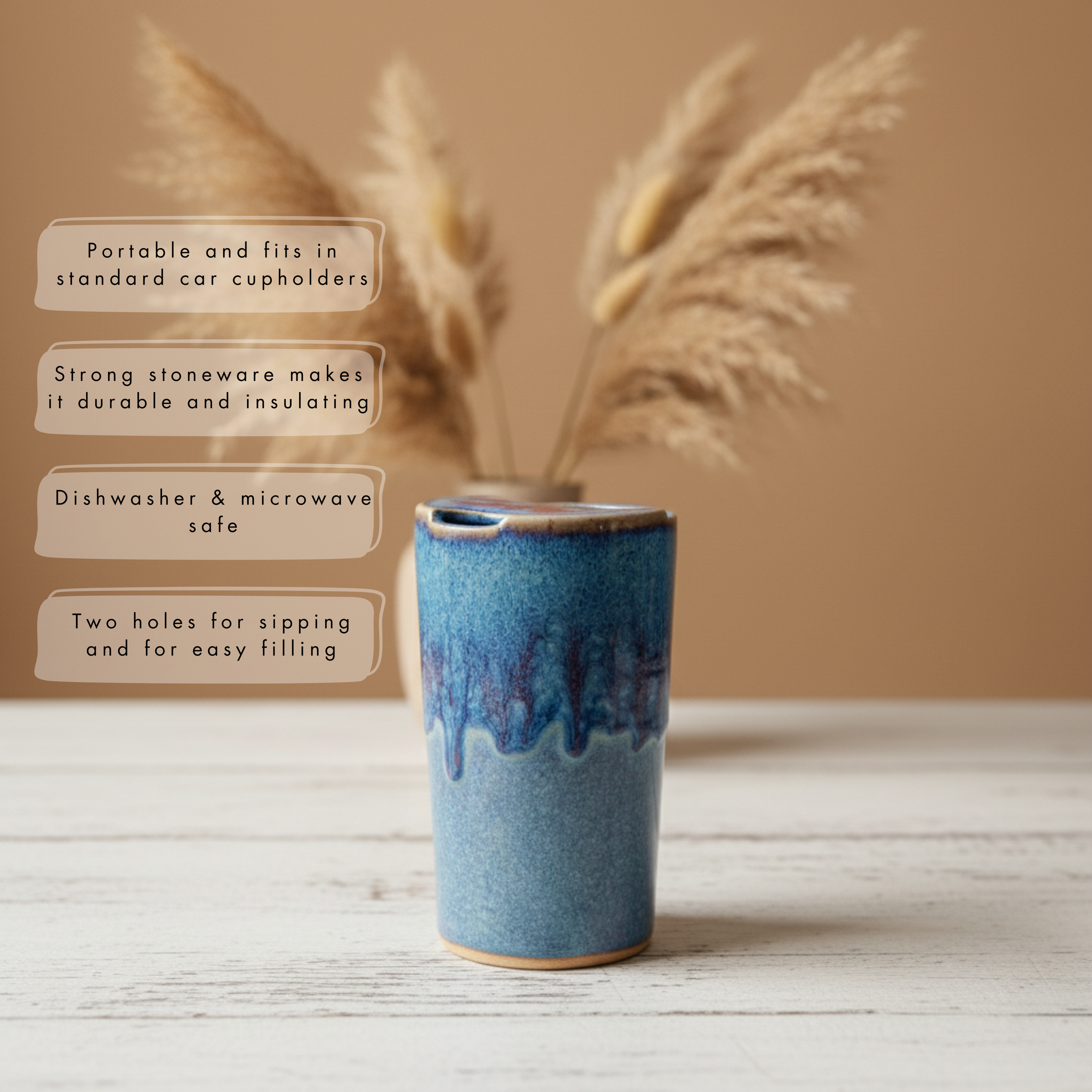 Bay Pottery - Wholesale Insulated Mug/Tumbler - Travel Tumbler 16 oz - Stoneware Pottery8