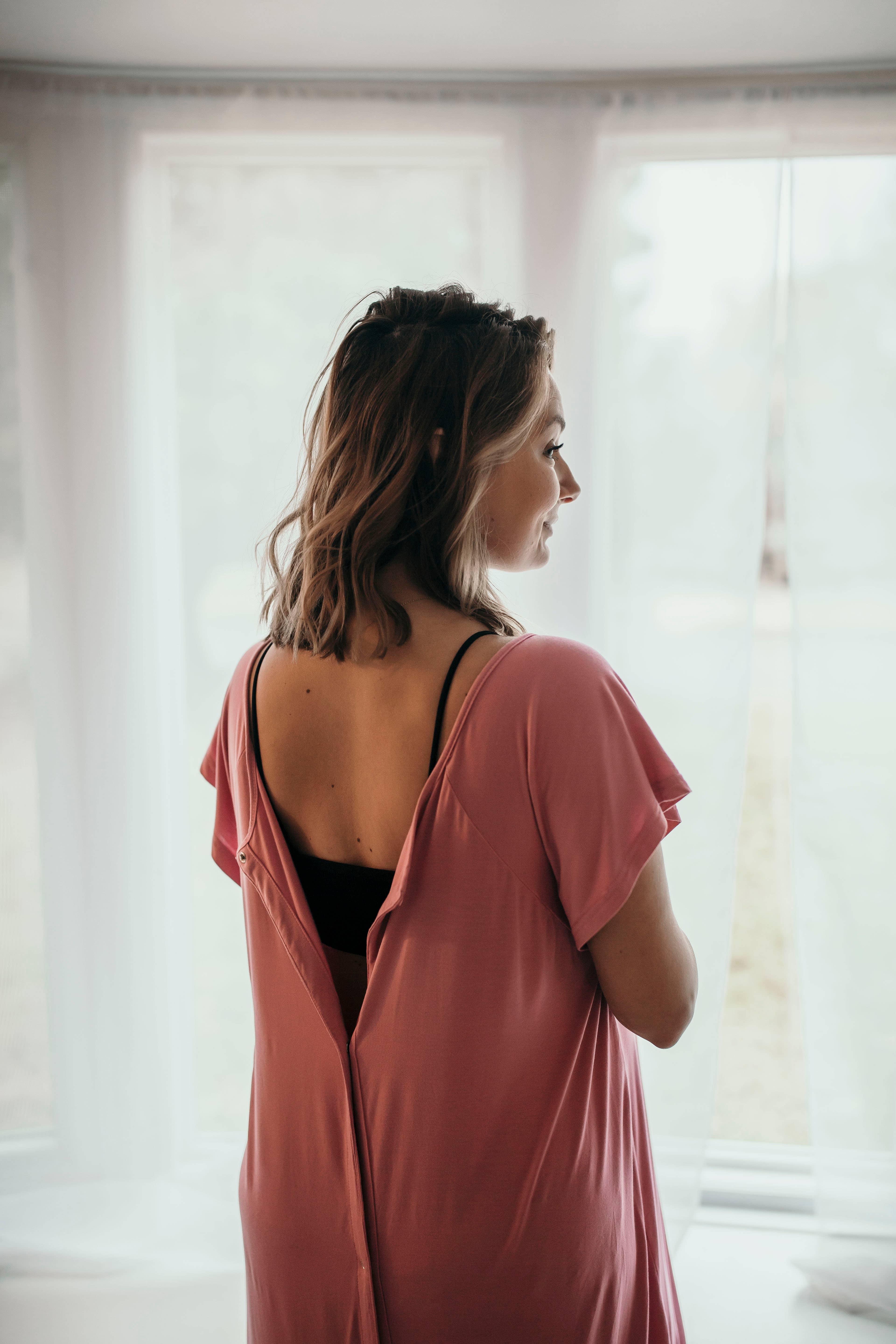 Three Little Tots - Wholesale Dress - Maternity - Rose Mommy Labor and Delivery/ Nursing Gown10