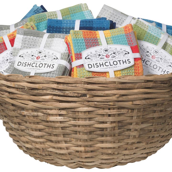 Check-it Dishcloths Sets of 3 - 48 sets in Display Basket for wholesale by Now Designs by Danica