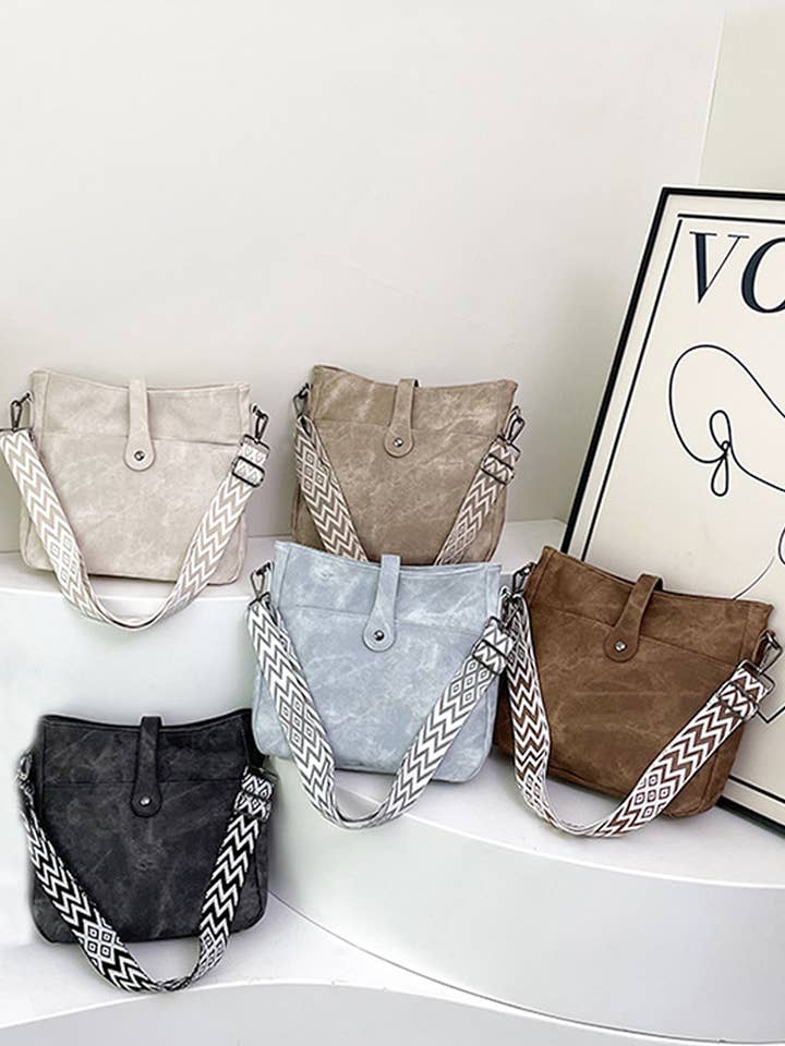 Distressed Faux Leather Crossbody Messenger Bag for wholesale by Vanilla Monkey