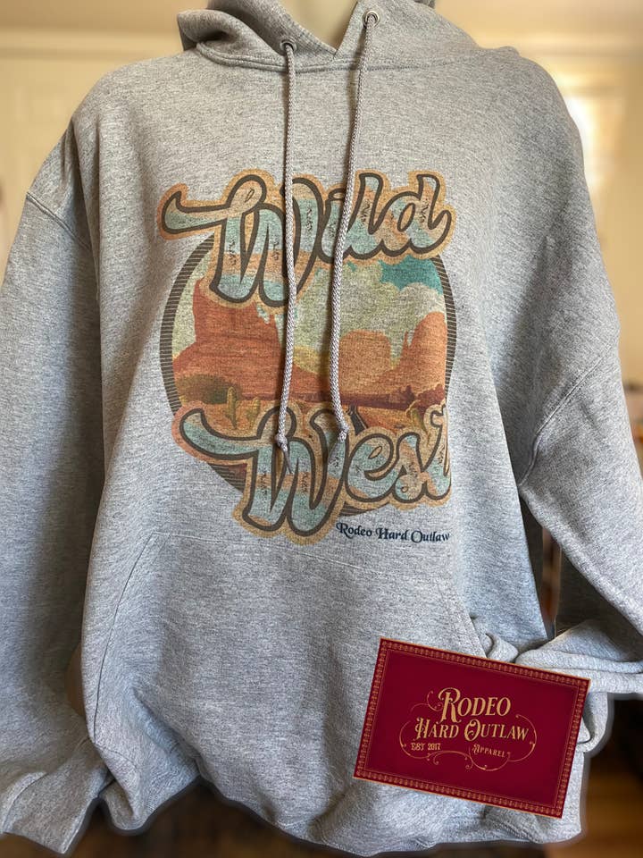 Wild West Western Graphic Hoodie for wholesale by Rowdy Rowels