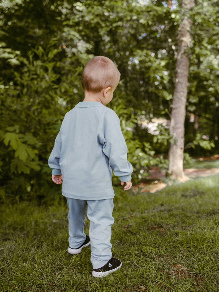 Raglan Playwear Set in Dusty Blue for wholesale on Faire10