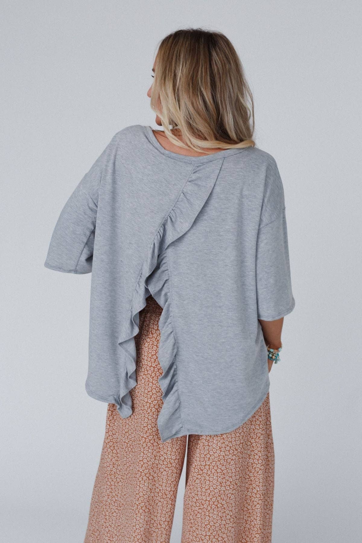 Three Bird Nest - Wholesale Tunic - Women's - Must Have High Low Tee - Heather Gray2