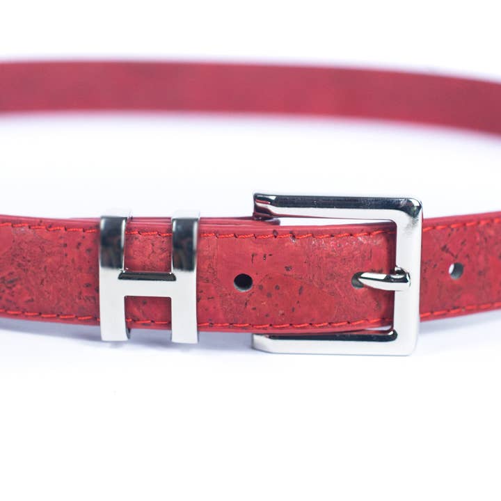 Meninas Bonitas Cork – wholesale Belt – Women's – Double-Sided Cork Belt with H Logo Design, Women's Silver L-10049