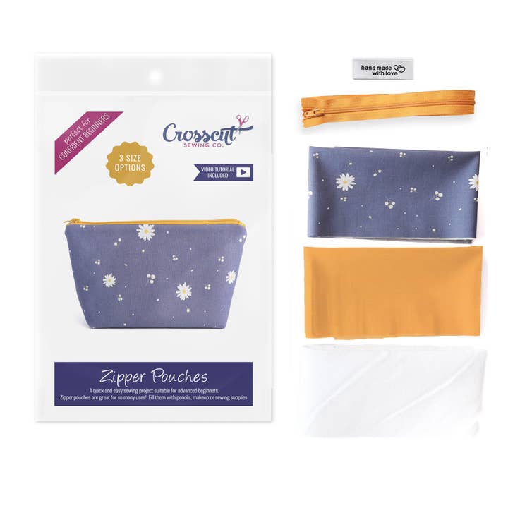 Crosscut Sewing Co. - Wholesale Craft Sewing Kit - Zipper Pouch Sewing Kit - Sewing Project Kit with Fabric for Beginners20