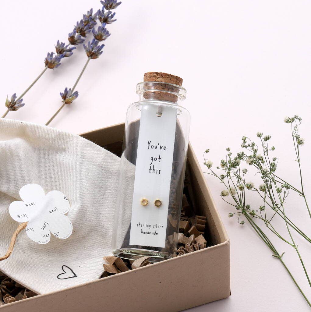 Attic creations – wholesale Stud/post earrings – BT033 Message Bottle Earrings 'You've Got This'2