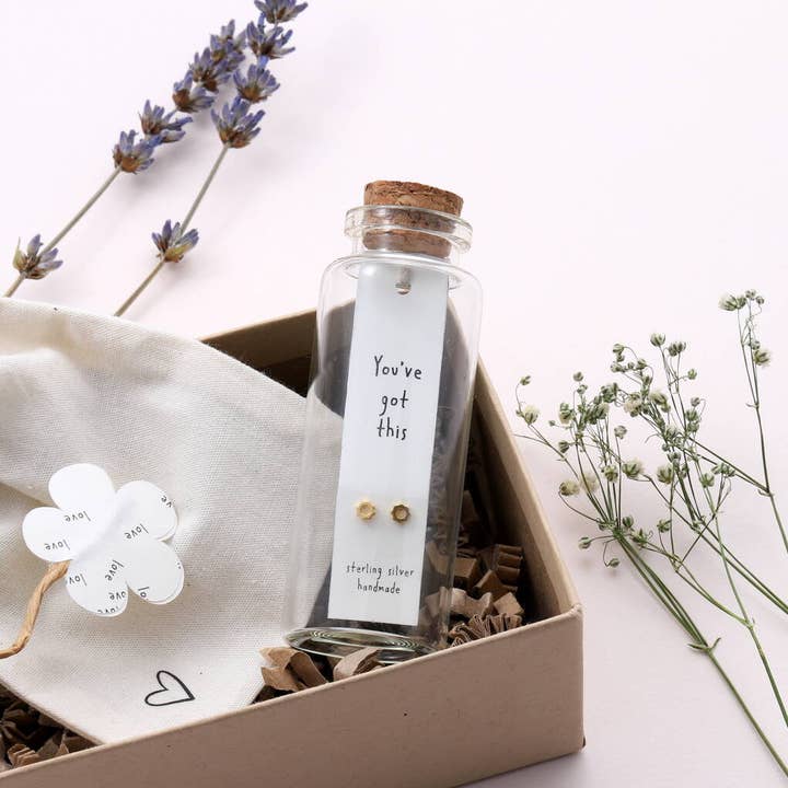 Attic creations – wholesale Stud/post earrings – BT033 Message Bottle Earrings 'You've Got This'2