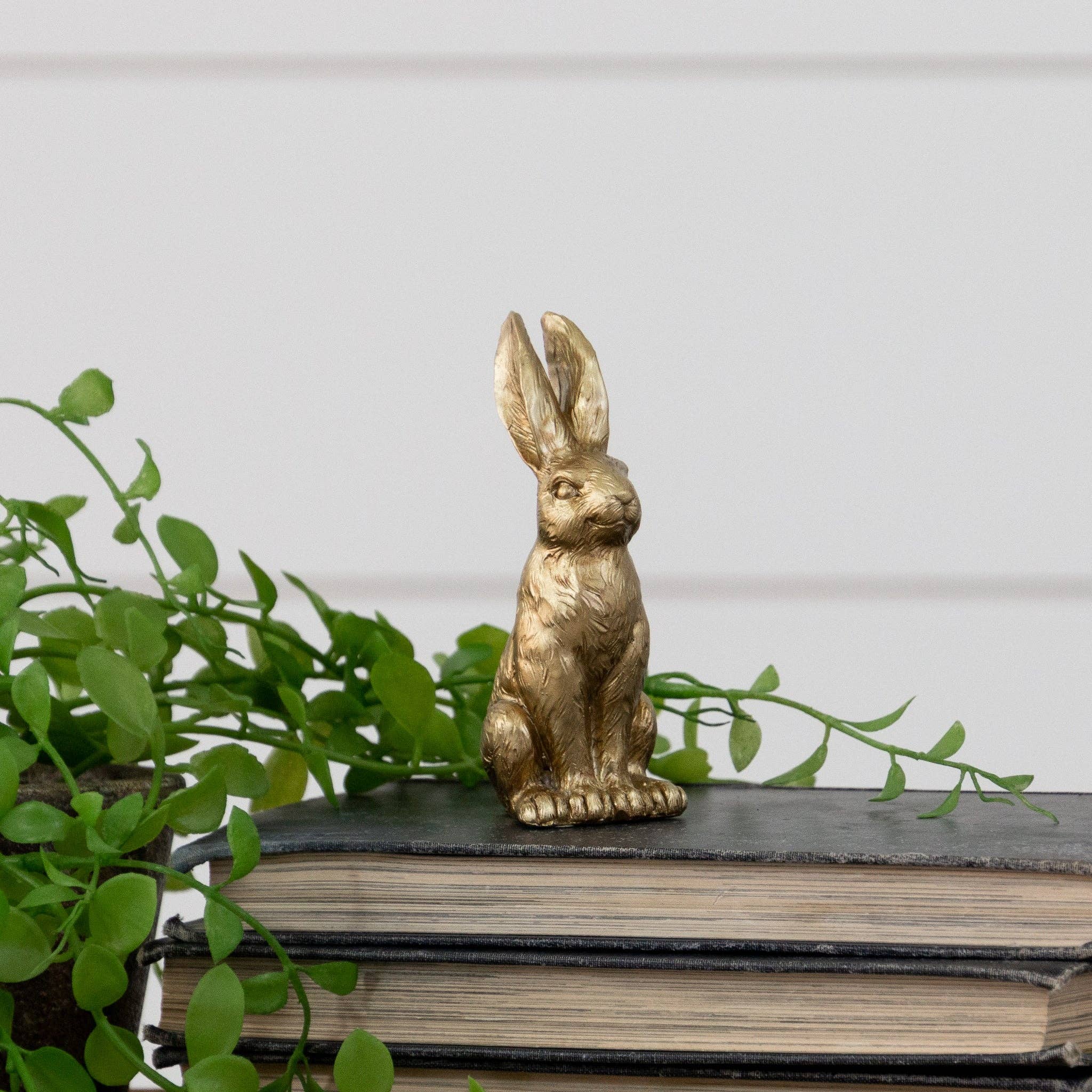 Audrey's Home & Gift - Wholesale Decorative Figurine - Gold Mini Cottage Bunny (Pk/2) | Spring, Easter Decor
