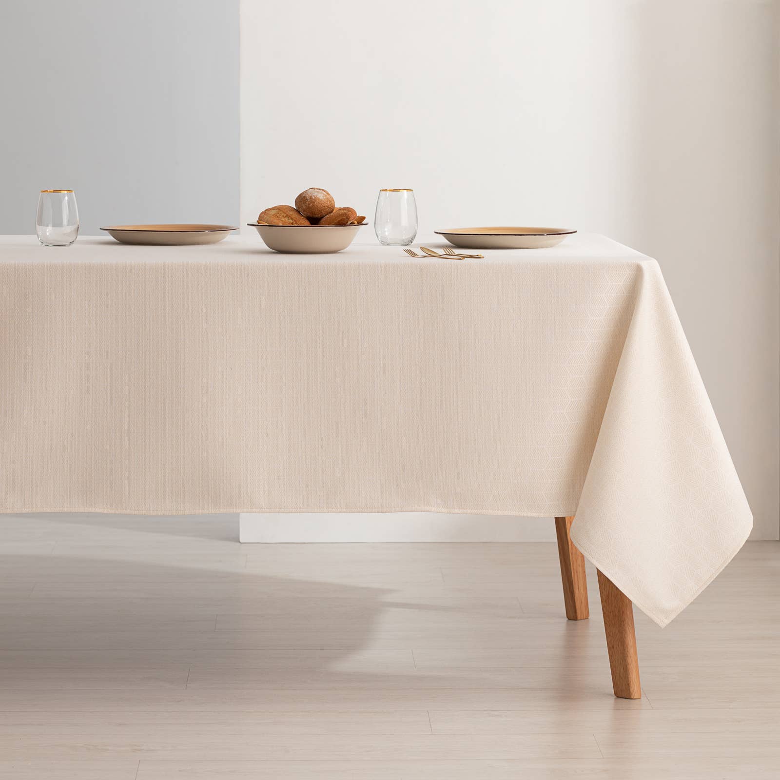 Gold GLAZAR jacquard waterproof tablecloth for wholesale on Faire2