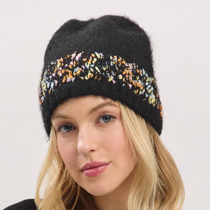 Faux Fur Colorful Speckled Pattern Beanie for wholesale by Collections by Fame Accessories