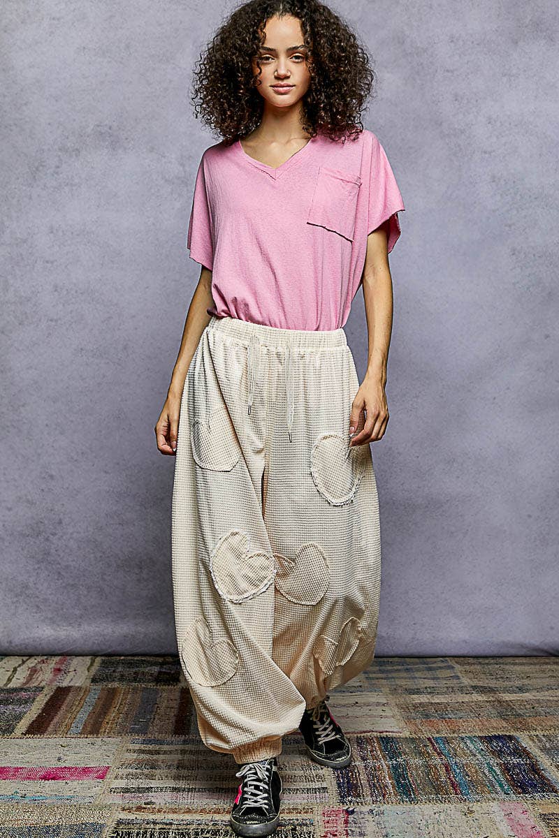 Pol Clothing - Wholesale T-Shirt - Women's - Oversized v-neck front pocket short sleeve solid top SALE19