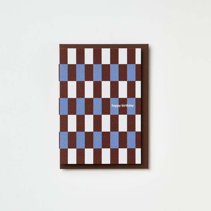 Happy Birthday blue/burgundy brugge tile card for wholesale by Kinshipped