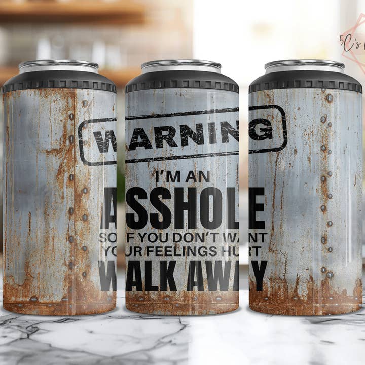 Warning I'm An AssHole, Walk Away Can Cooler for wholesale by 5C's Wholesale