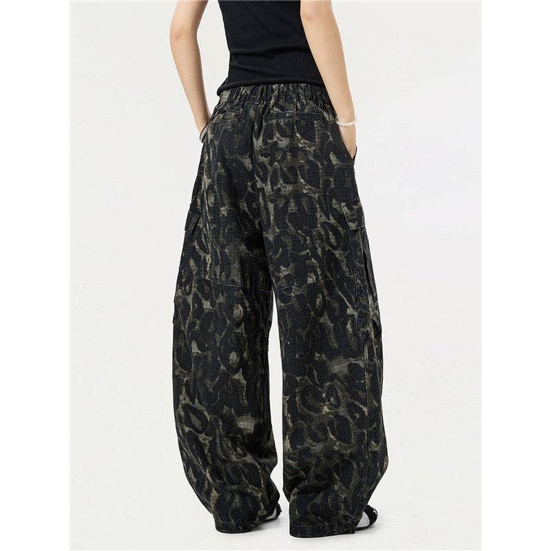 COLOR A Black Panther Camo Curved Blade Wide Leg Pants for wholesale on Faire2