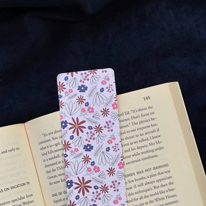 Hand-drawn Pink Floral Laminated Bookmark for wholesale by Jessika with a K Studios