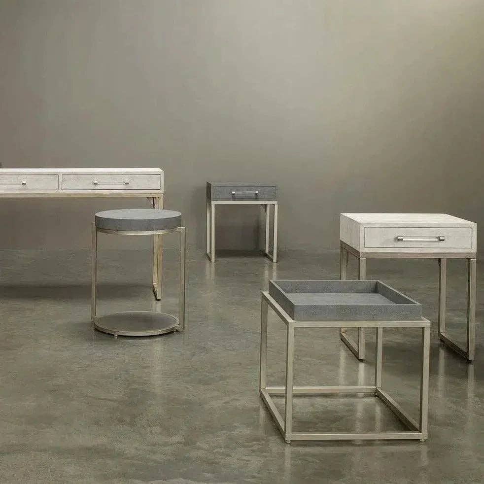 LOOMLAN – Großhandel Beistelltisch – Cremiges Leder Mid-Century-Nachttisch mit Schublade2