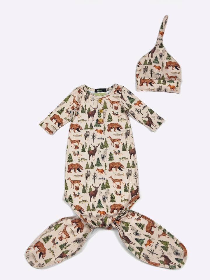 Clover Cottage - Wholesale Babygown Set - Baby - Backwoods Baby Knotted Gown