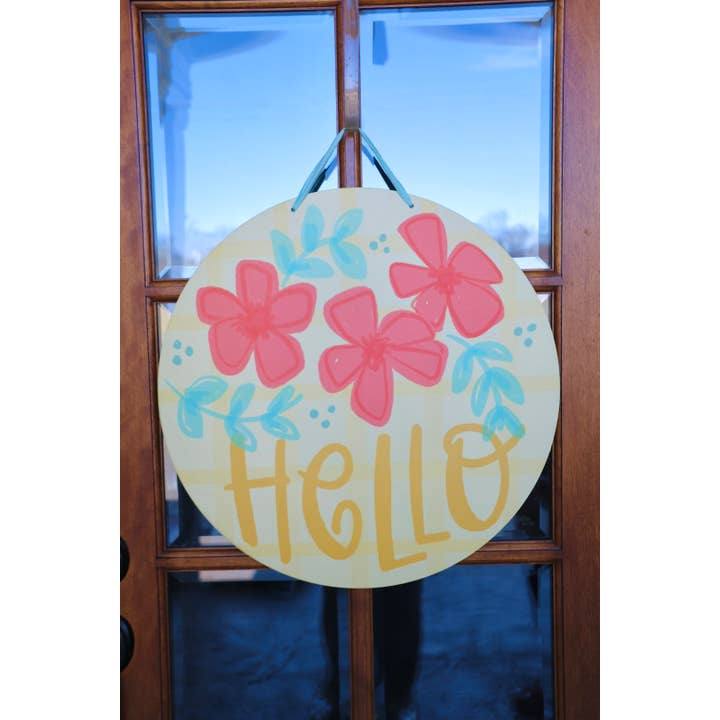 Hello Yellow Doorhanger for wholesale by Doodles By Rebekah