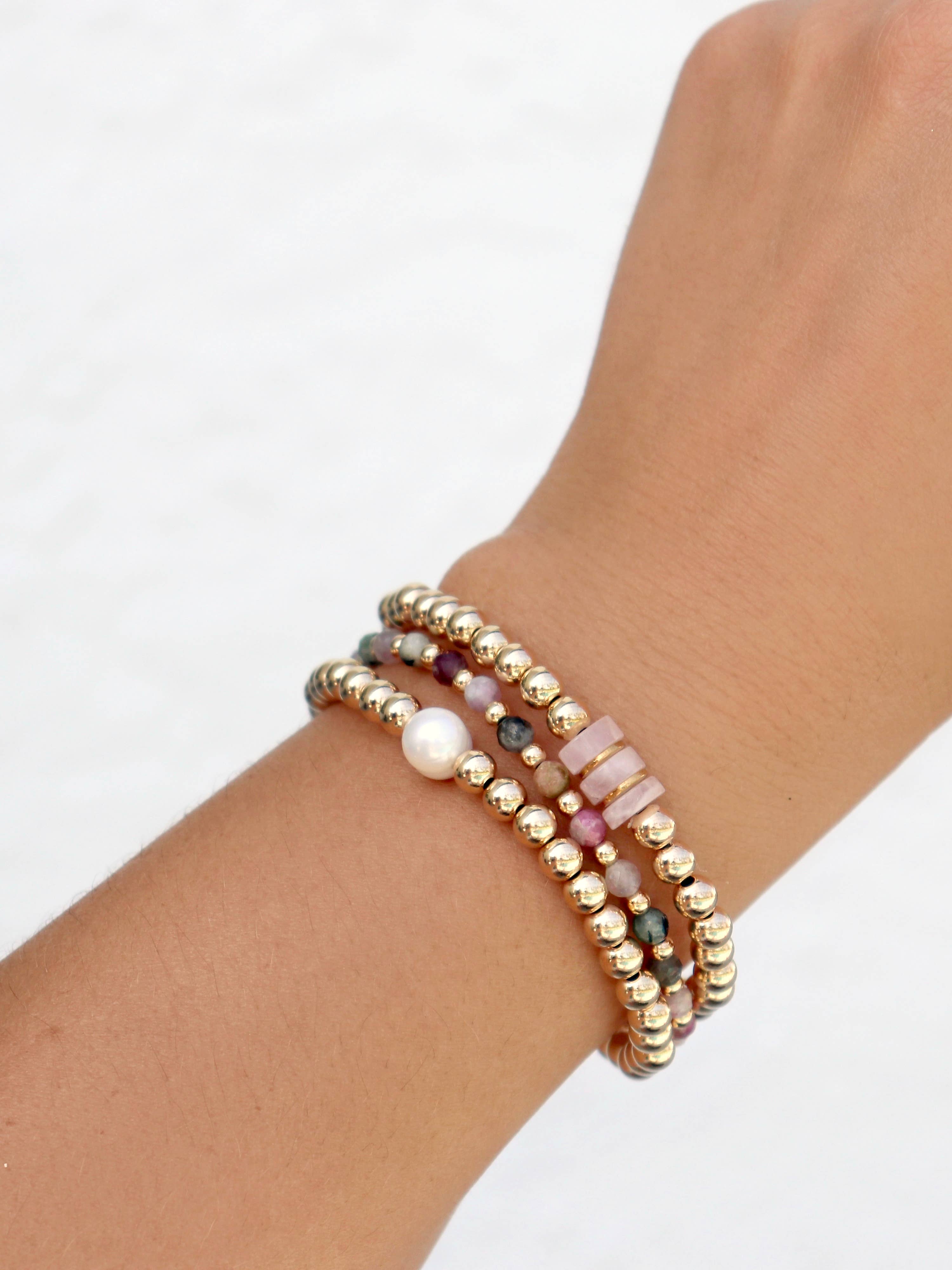 Kaylie Dawn Jewelry - Wholesale Beaded Bracelet - Gemini Handmade Gold Filled Stretchy Bracelet, Heishi Beads9