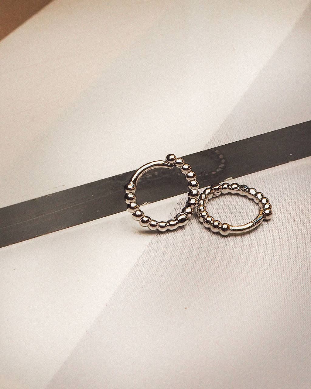 Luv AJ - Wholesale Huggie Earrings - Mini Continuous Beaded Huggies- Silver (Ships Late January)2