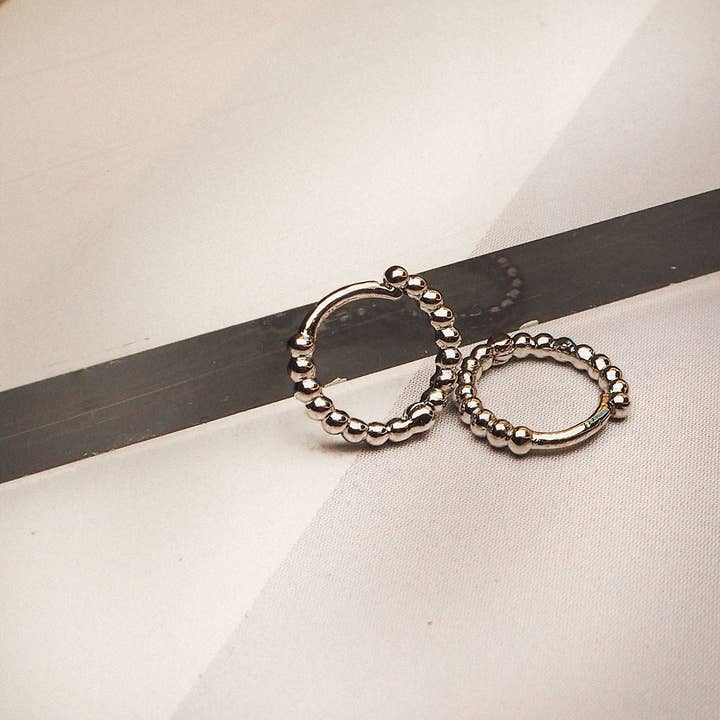 Luv AJ - Wholesale Huggie Earrings - Mini Continuous Beaded Huggies- Silver (Ships Late January)2