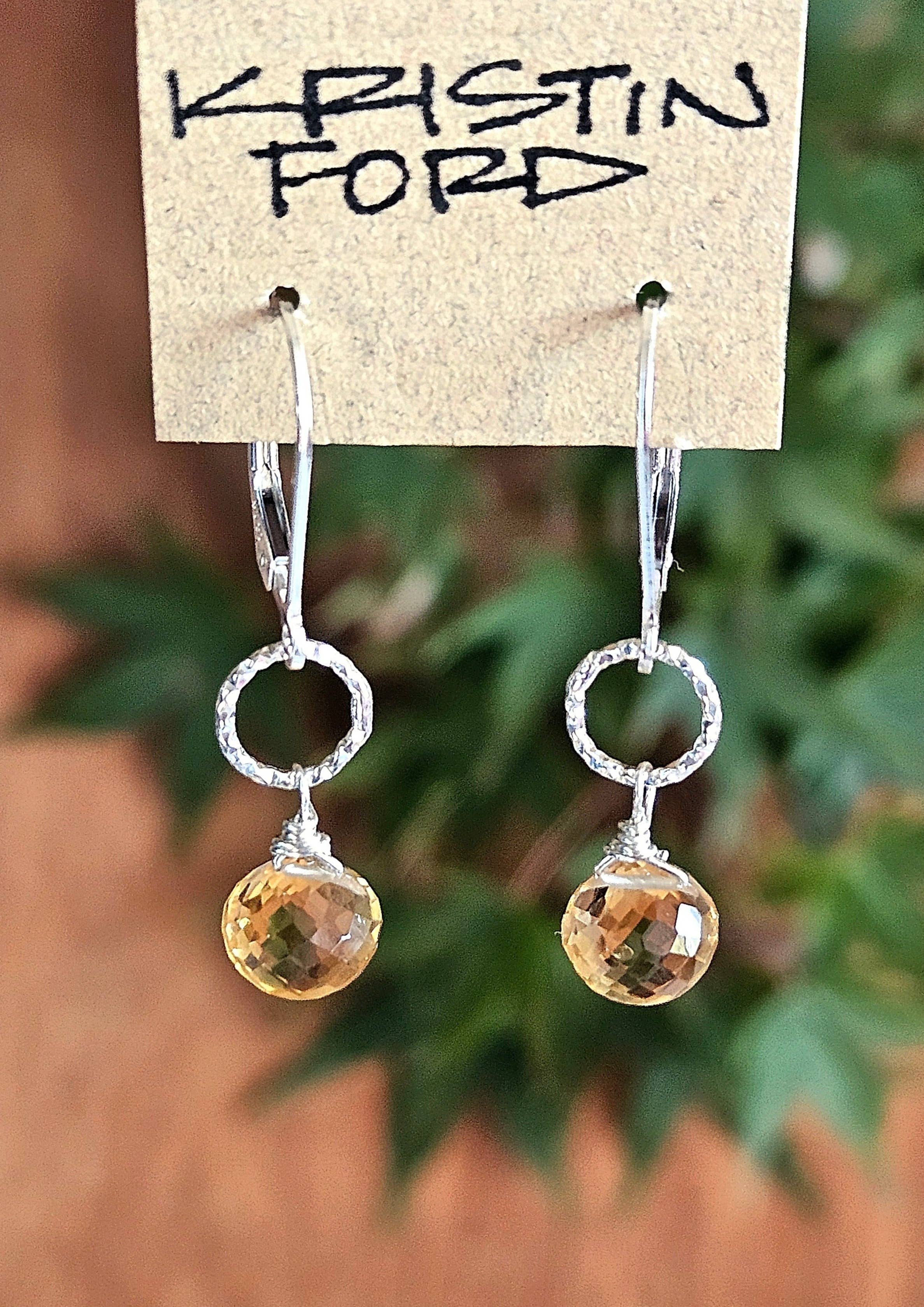 KRISTIN FORD Jewelry With Meaning - Wholesale Dangle Earrings - Citrine Ring Drop Earrings EBR3823